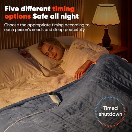 Greenoak Heated Blanket Electric Throw 50X60 with 10 Heat Levels