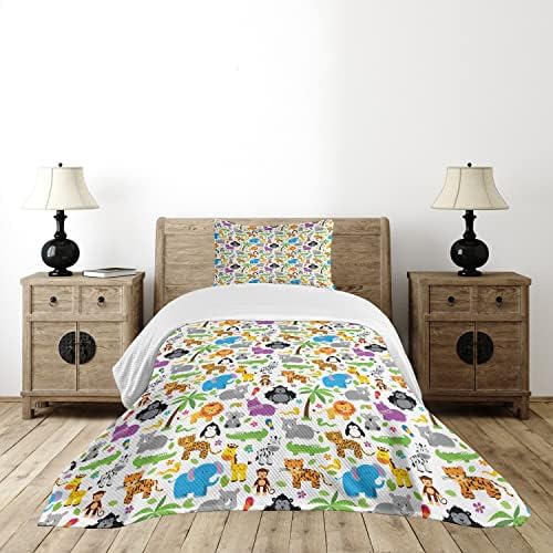 Lunarable Animals Bedspread Set Mustard