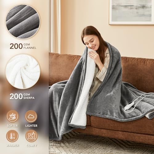 Homemate Heated Throw Blanket 50x60 Inch with 10 Heat Levels