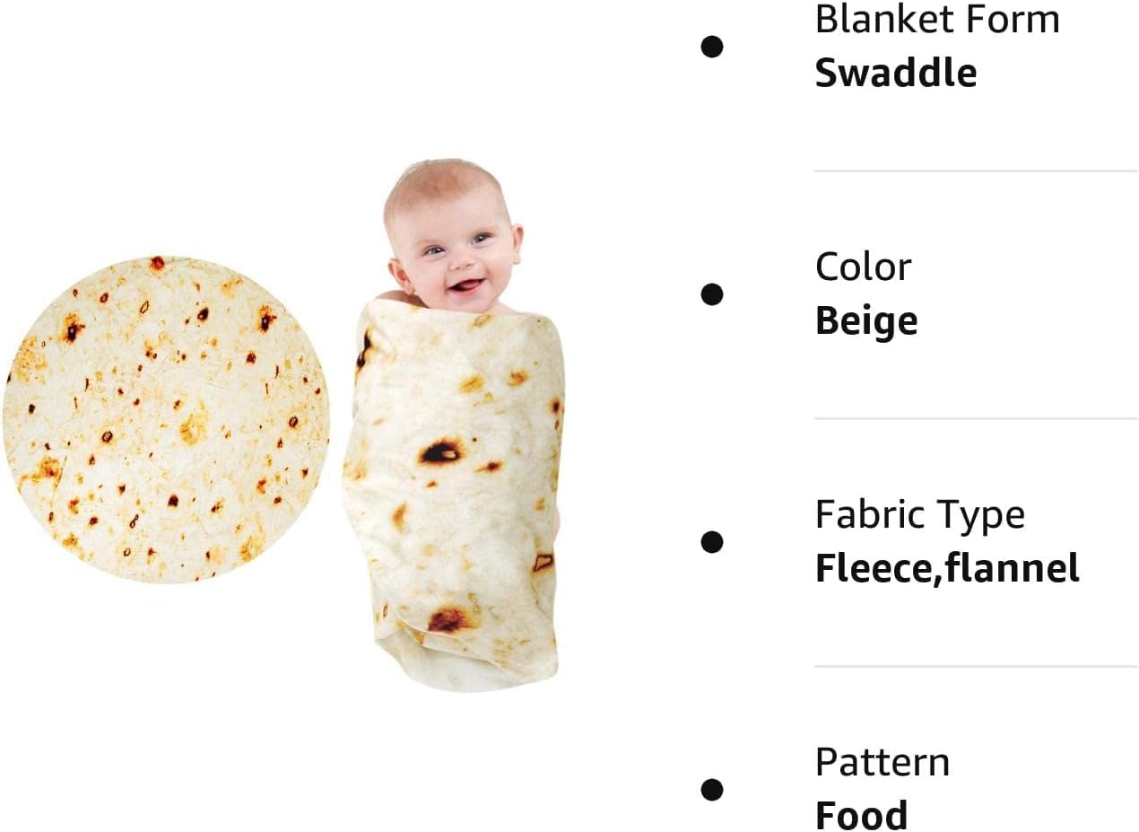 Lhedon Tortilla Blanket for Baby 285 GSM Soft Flannel Wearable Wrap