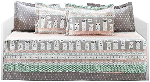 Lush Decor 6-Piece Pink-and-Turquoise Llama Daybed Set