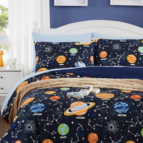 Glow in the Dark Space Comforter Set for Kids - Twin Bedding