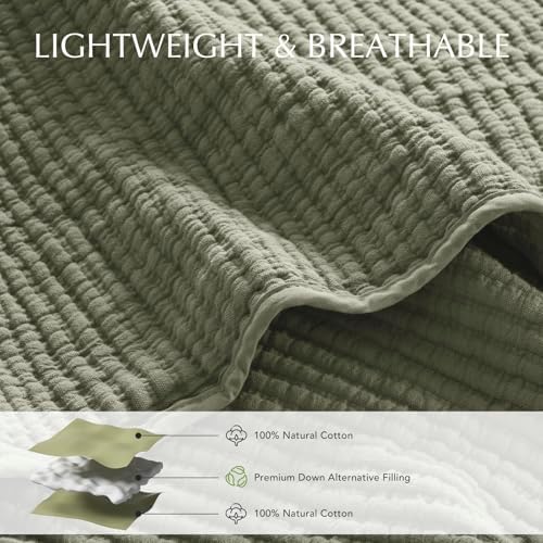 EVERGRACEHOME Cotton Coverlet Set King Size 3 Pieces