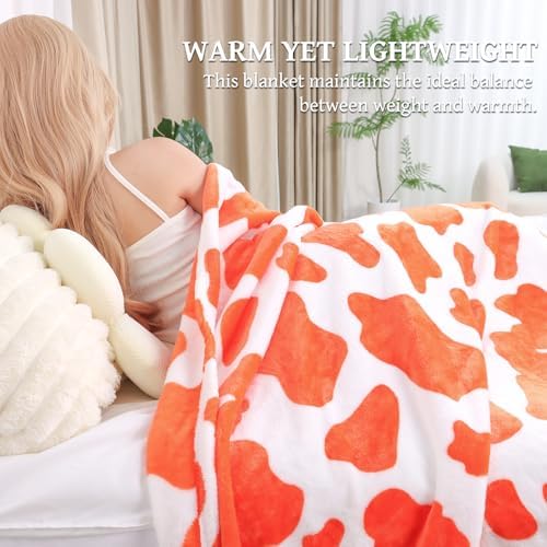 SEEGU Orange Throw Blanket Twin Size - Soft Fuzzy Fleece