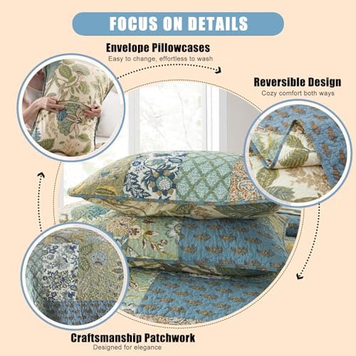 NEWLAKE California King Quilt Set with Patchwork Design