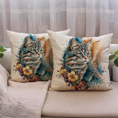 7COLORROOM Watercolor Animals Throw Pillow Covers 2 Pack
