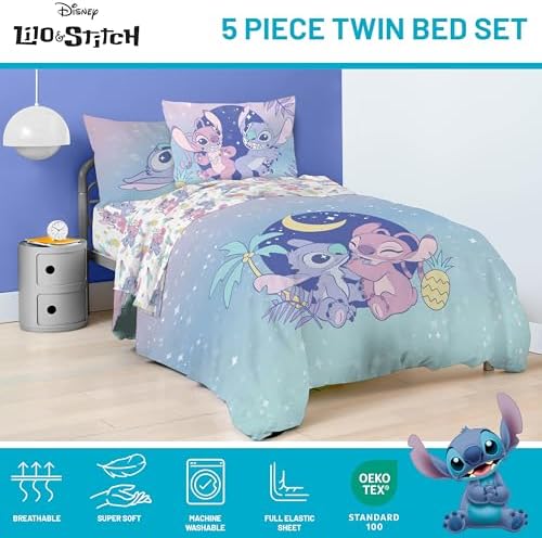 Jay Franco Disney Lilo and Stitch Comforter Set - 5 Piece Kids Bedding