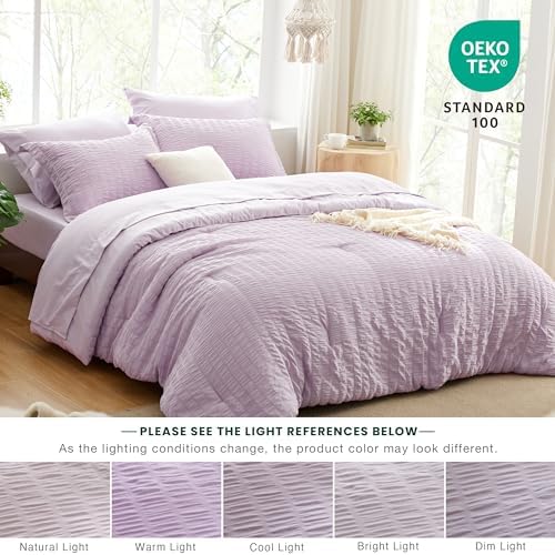 Loves Cabin Seersucker Lavender Comforter Set 5 Pieces