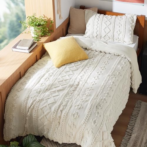 Bedsure Tufted Boho Comforter Set Twin Size