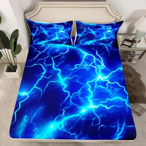 Feelyou Kids Blue Lightning Sheet Set with Pillow Case
