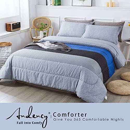 Andency 3-Piece Blue Stripe Comforter Set