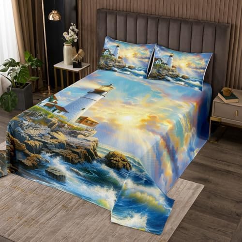 Erosebridal 3D Lighthouse Bedspread Set for Kids