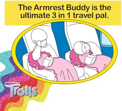 DREAMWORKS TROLLS Armrest Buddy Travel Pillow with Blanket - Queen Poppy 13