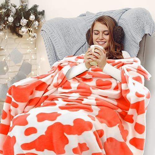 SEEGU Orange Throw Blanket Twin Size - Soft Fuzzy Fleece