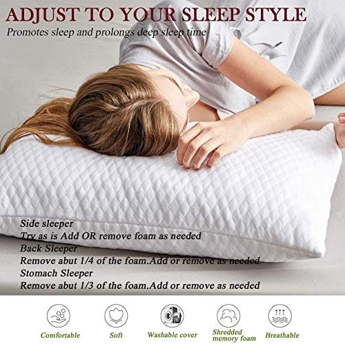 NTCOCO 2 Pack Memory Foam Pillows with Cooling Washable Cover