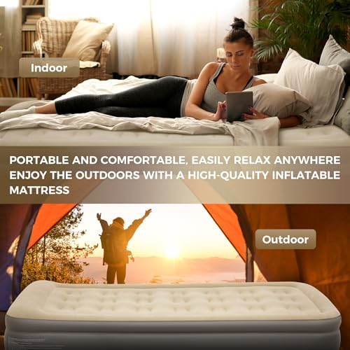ALPHA CAMP 19 Twin Air Mattress with Pump and Pillow