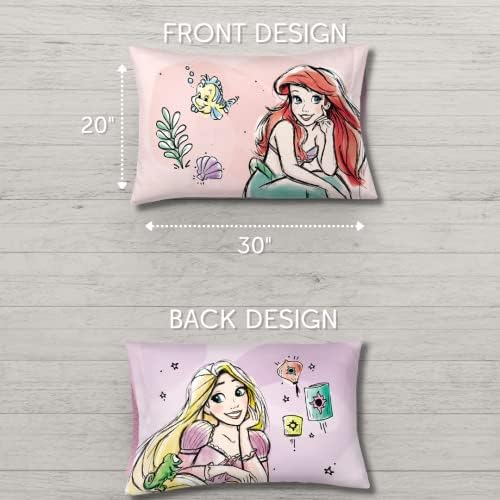 Disney Little Mermaid Ariel and Rapunzel Reversible Pillowcase 20x30