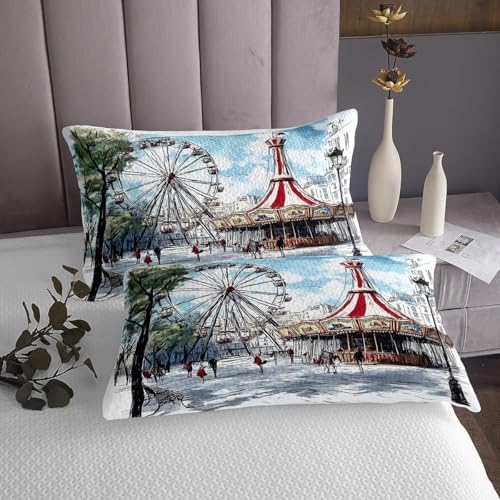 Erosebridal Retro Carousel Bedspread Set for Kids