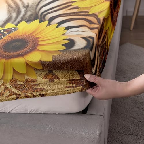 AILONEN Tiger Fitted Sheet Set Twin XL 3 Pieces with 2 Pillowcases