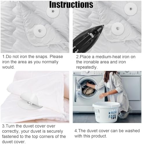 16pcs Duvet Snaps with 20 Acrylic Stickers for Secure Comforter Hold