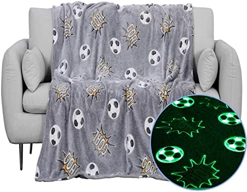 Wesan Glow in The Dark Soccer Throw Blanket 50x60