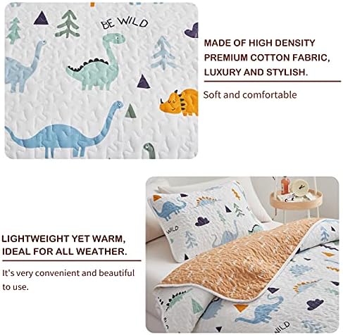 Joyreap 2-Piece Cotton Quilt Set Twin Dinosaur Reversible Design