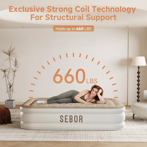 Sebor Air Mattress Full with Built-In Pump 18-inch
