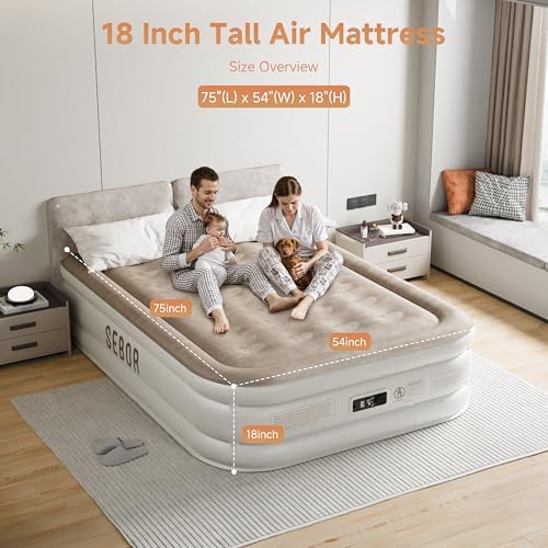 Sebor Air Mattress Full with Built-In Pump 18-inch