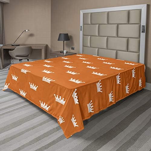 Ambesonne Crown Flat Sheet Burnt Orange White California King