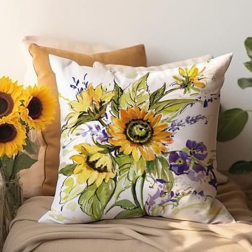 Kamiilah Sunflower Pillow Covers 2 Pack 18x18 Inch