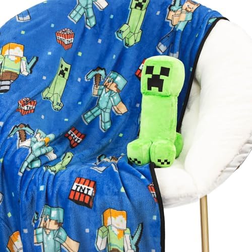 Jay Franco Minecraft Creeper Plush Pillow Throw Blanket Set
