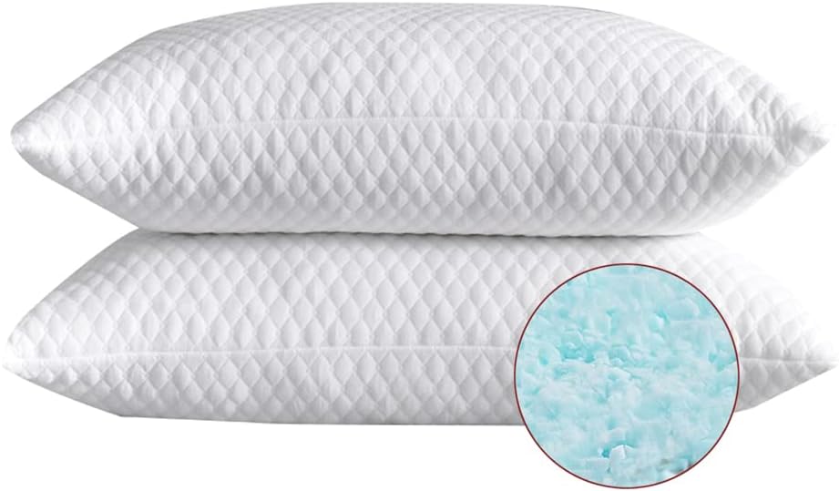 NTCOCO 2 Pack Memory Foam Pillows with Cooling Washable Cover