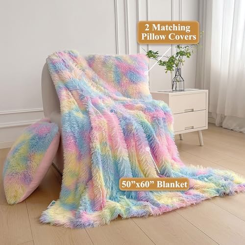 XeGe 3 Piece Soft Fluffy Throw Blanket Set 1