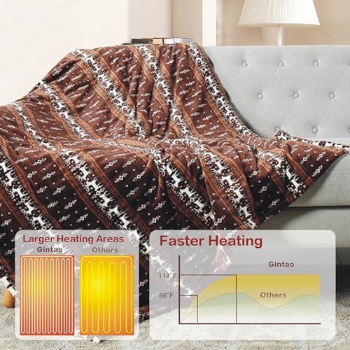 Gintao Electric Heated Blanket Throw with 3 Heat Levels