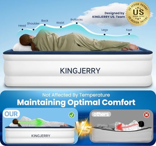 KINGJERRY Twin XL Air Mattress with Built-in Pump