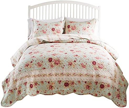 Greenland Home Antique Rose 100 Cotton Quilt Set Blue