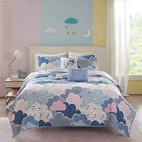 Reversible Cotton Quilt Set - Cloud Blue 5 Piece Kids Bedding