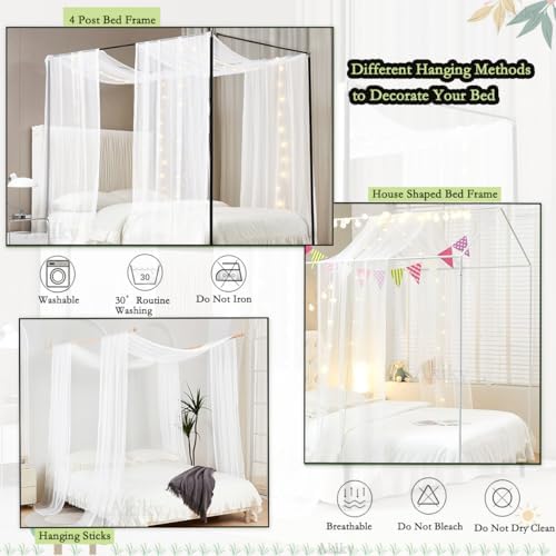 Akiky Canopy Bed Curtains with Round LED Light