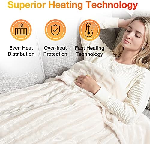 WOOMER Electric Heated Throw Blanket with 4 Heating Levels 1
