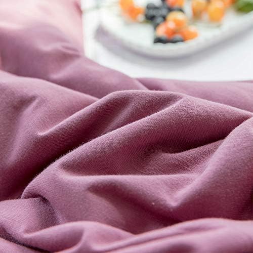 AMWAN Solid Purple Duvet Cover Set Queen Size