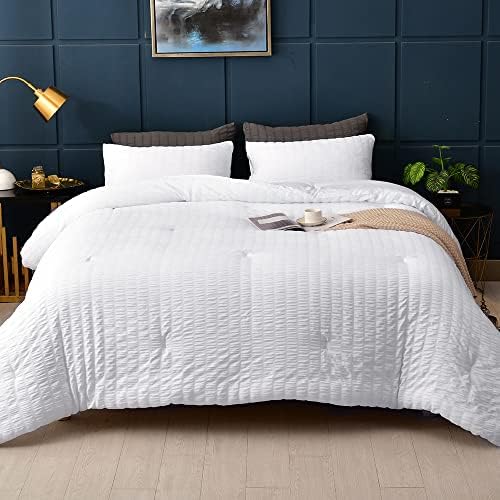 AveLom Seersucker Comforter Set Queen 90x90 3 Piece