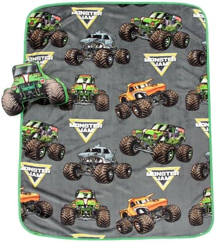Jay Franco Monster Jam Grave Digger Throw Blanket Pillow Set