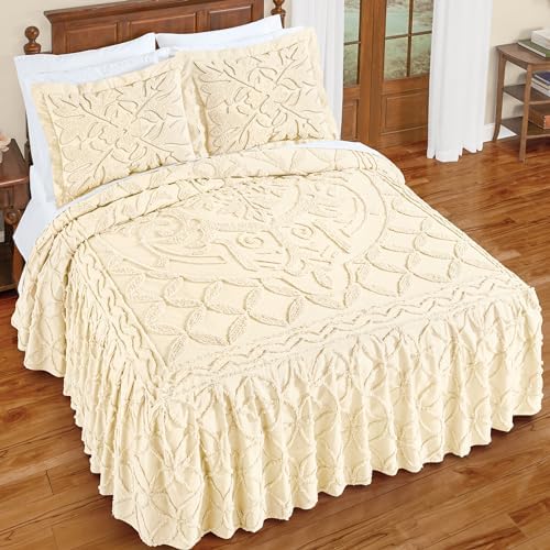 Collections Etc Textured Royal Medallion Chenille Bedspread 1