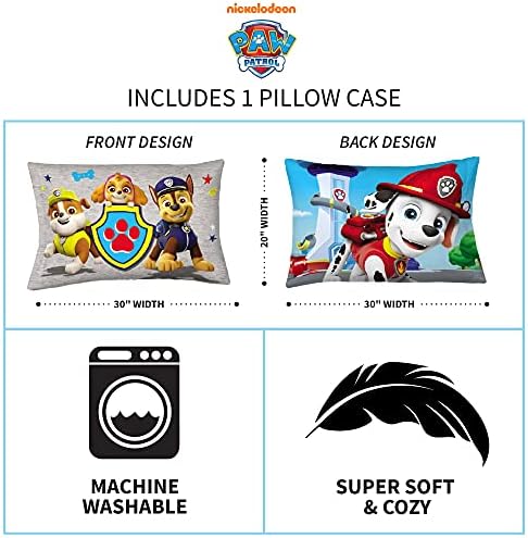 Franco Kids Reversible Microfiber Pillowcase 20x30 Paw Patrol