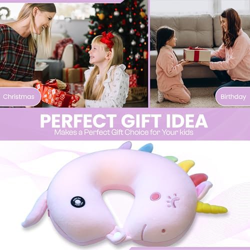 SENSORY4U Vibrating Unicorn Neck Pillow for Kids Travel