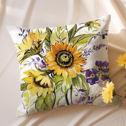 Kamiilah Sunflower Pillow Covers 2 Pack 18x18 Inch