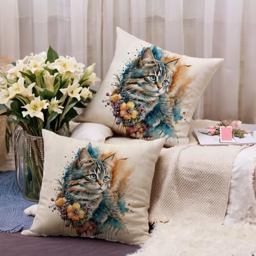 7COLORROOM Watercolor Animals Throw Pillow Covers 2 Pack