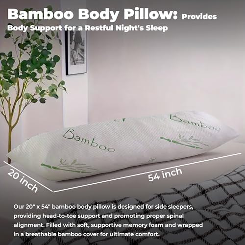 OMEO Bamboo Rayon Body Pillow for Side Sleepers