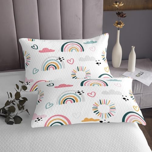 Feelyou Girls Cartoon Rainbow Bedspread Set Twin 2Pcs