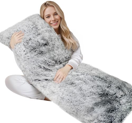 ZonLi Fuzzy Body Pillow Cover - Grey